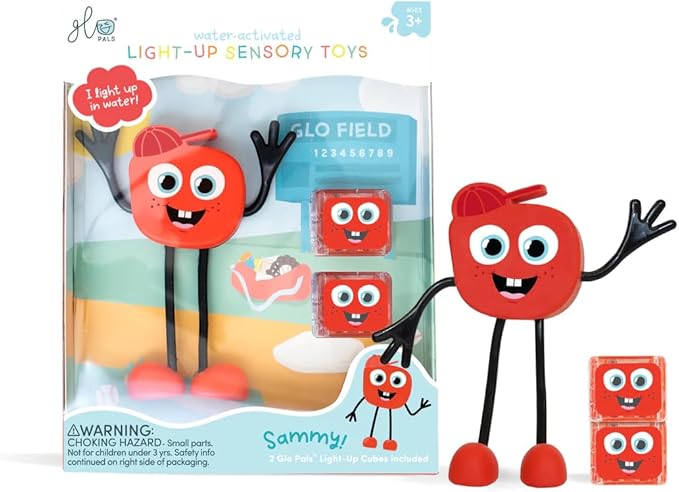 Glo Pals Sammy Red Water-Activated Bath Toy with 2 Reusable