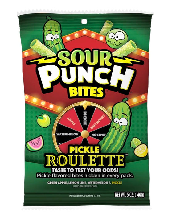 Sour Punch Bites Pickle Roulette Candy Bag 5oz