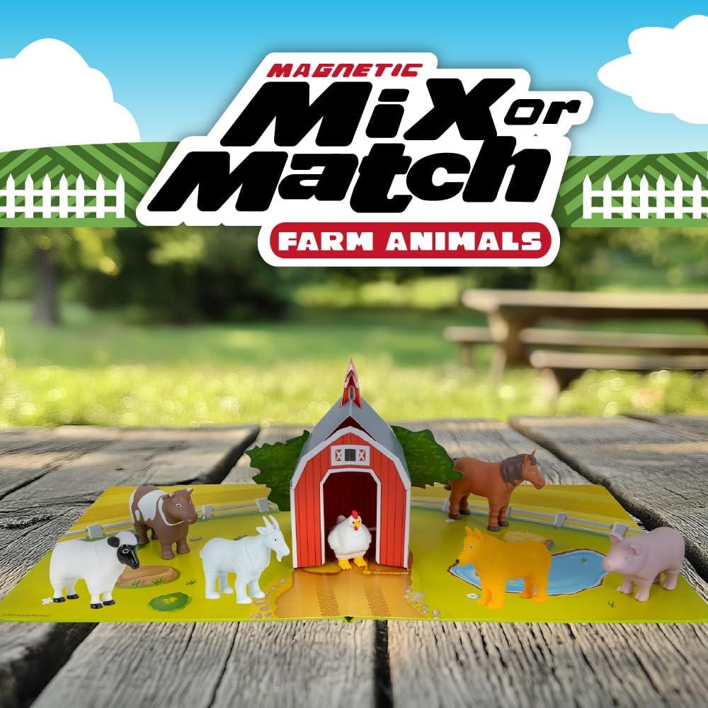Popular Playthings Magnetic Animal Toy Set 7-Piece with Playmat