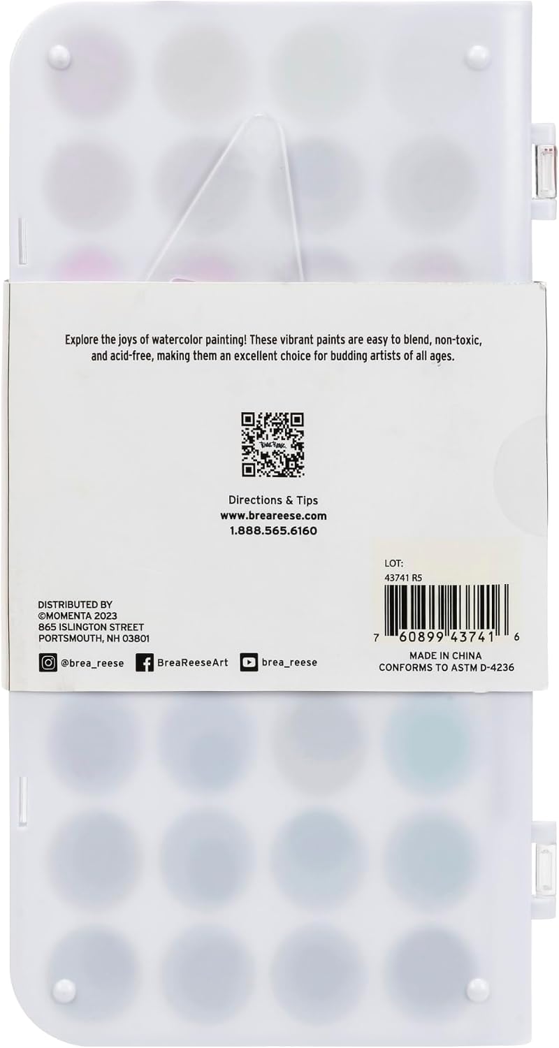 Brea Reese Essential Watercolor Paint Set 36 Colors 1 Brush
