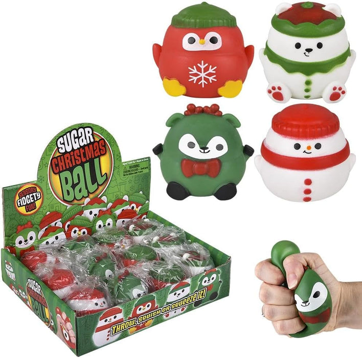 Rhode Island Novelty Christmas Squeezy Sugar Ball 2.4in Toy 12ct