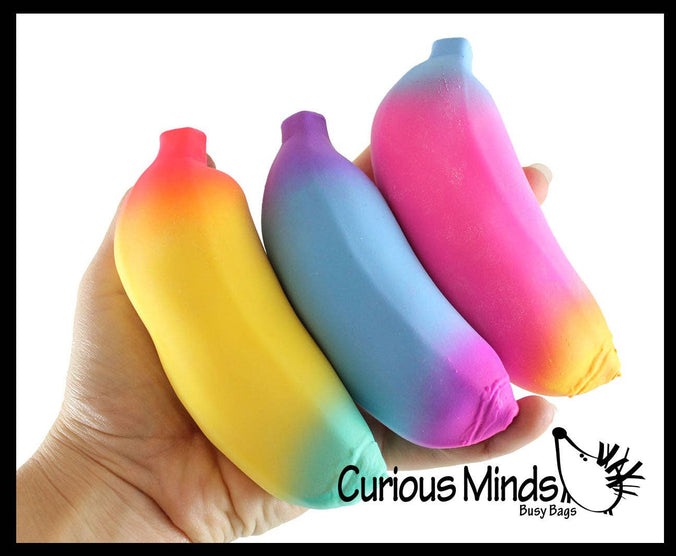 Single Rainbow Colored Squishy Sand Banana - Moldable Sensory,