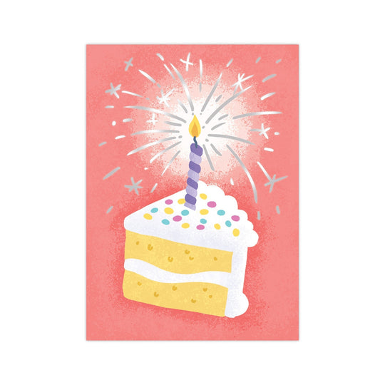 GLITTER: CANDLE IN SLICE OF BIRTHDAY CAKE
