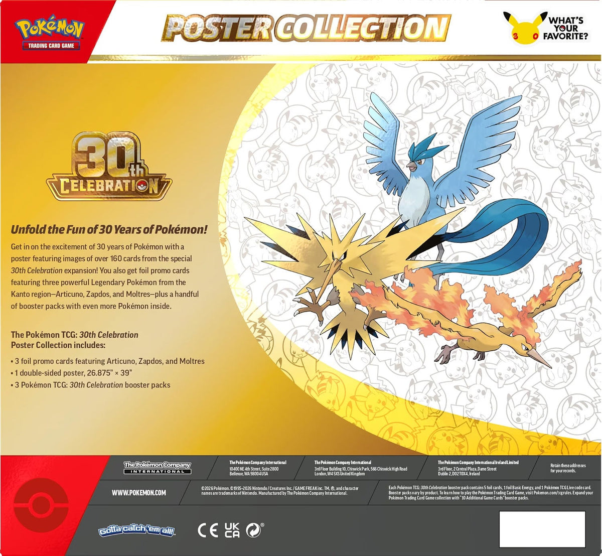 Pokémon TCG: 30th Celebration Poster Collection Card Game Set