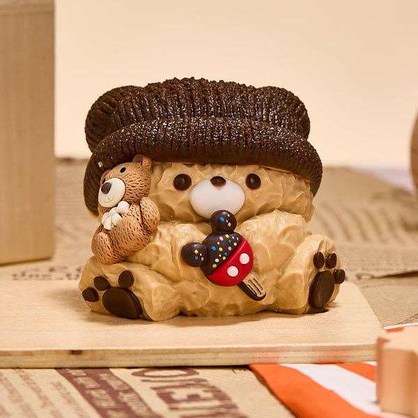 SqueezeSquad Taba Deluxe Premium Silicone Squishy Fidget Toy - Brown Hatted Bear
