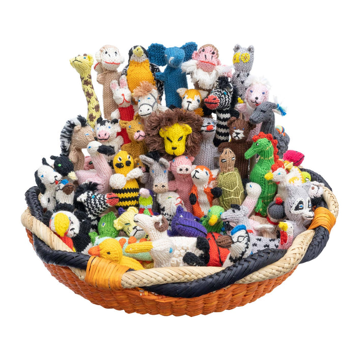 CROCHET Finger Puppet Animal and People Mix in Organic Cotton