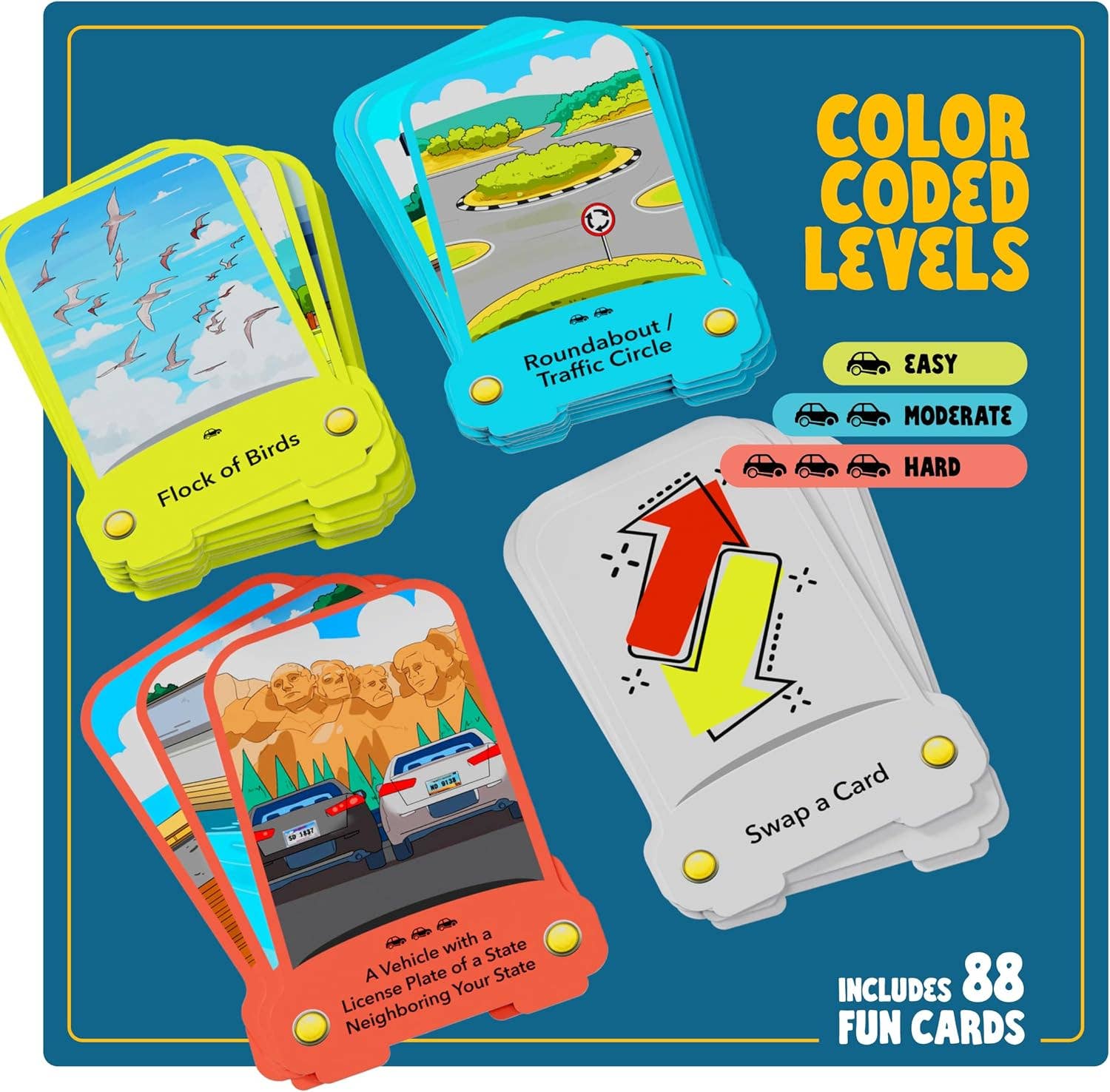 Road Rally Travel Scavenger Hunt Card Game for Kids