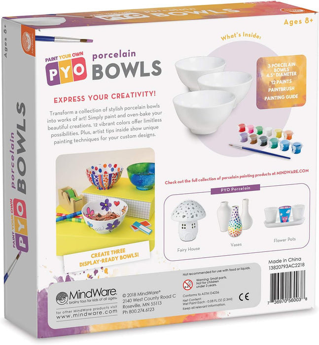 MindWare Paint Your Own Porcelain Bowls 3 Piece Kit