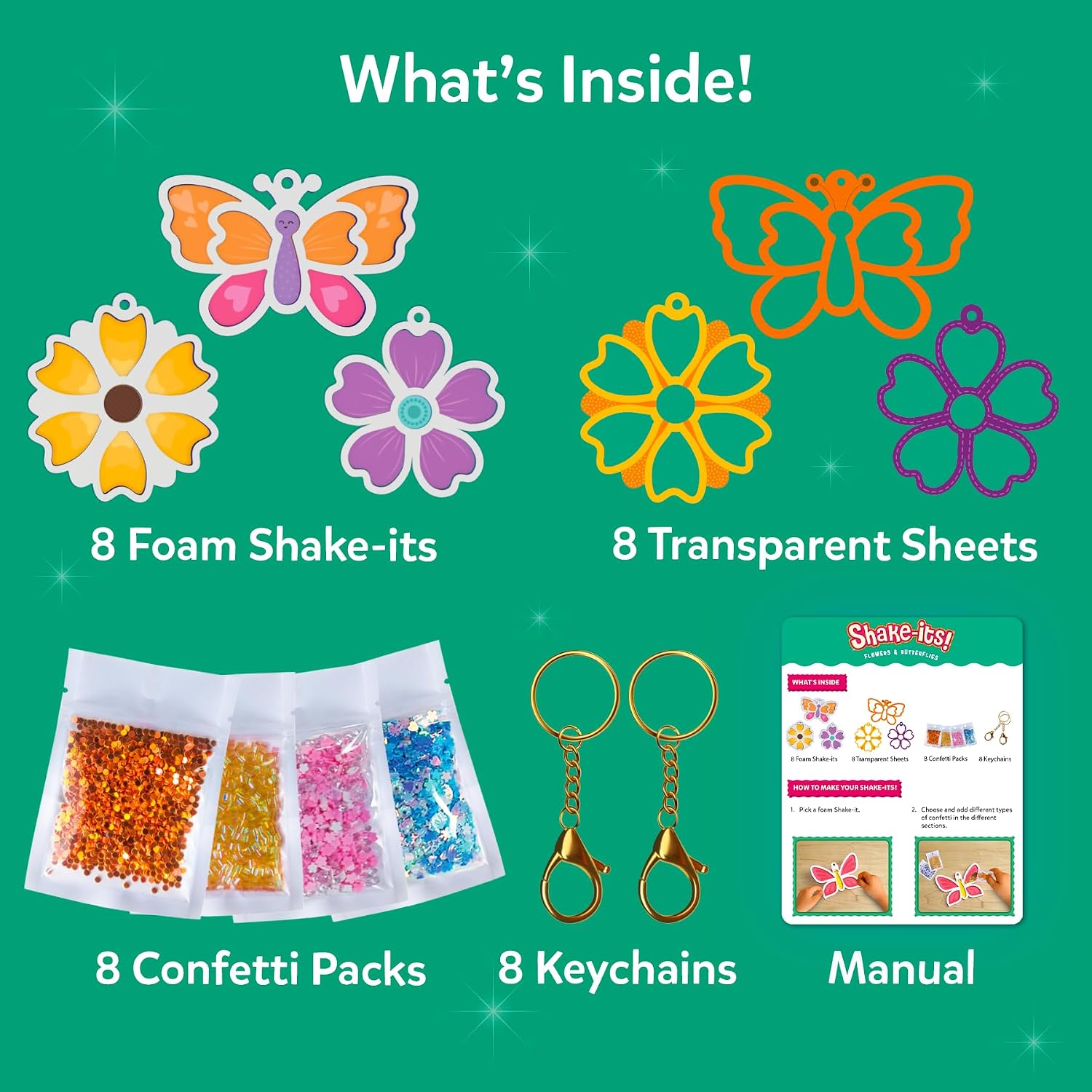 Skillmatics Shake-its Glitter Craft Kit for Kids Flowers & Butterflies