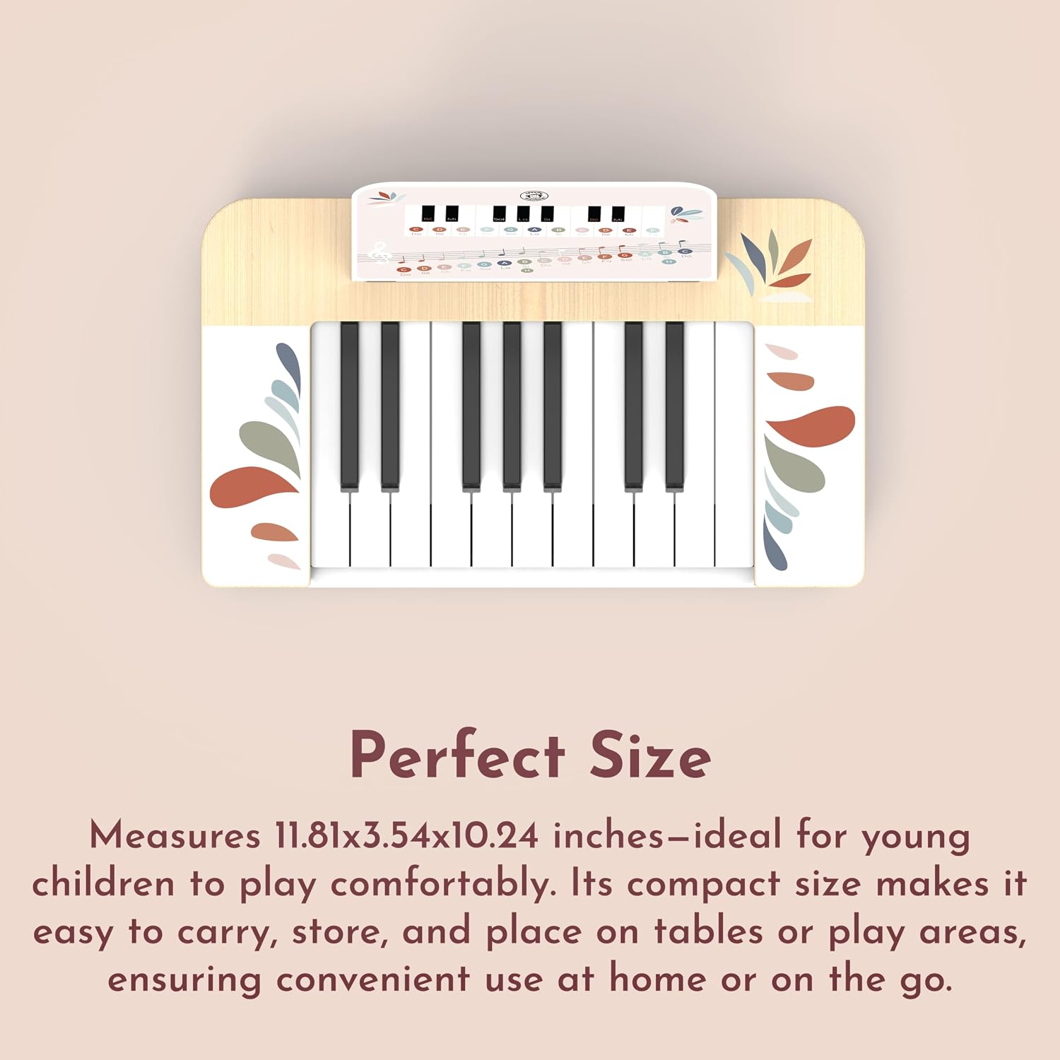 Speedy Monkey Wooden Kids Piano Musical Keyboard 11-Inch