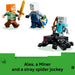 LEGO Minecraft Pickaxe Mine Building Set: Alex, Miner, Spider Jockey Figures Adventure