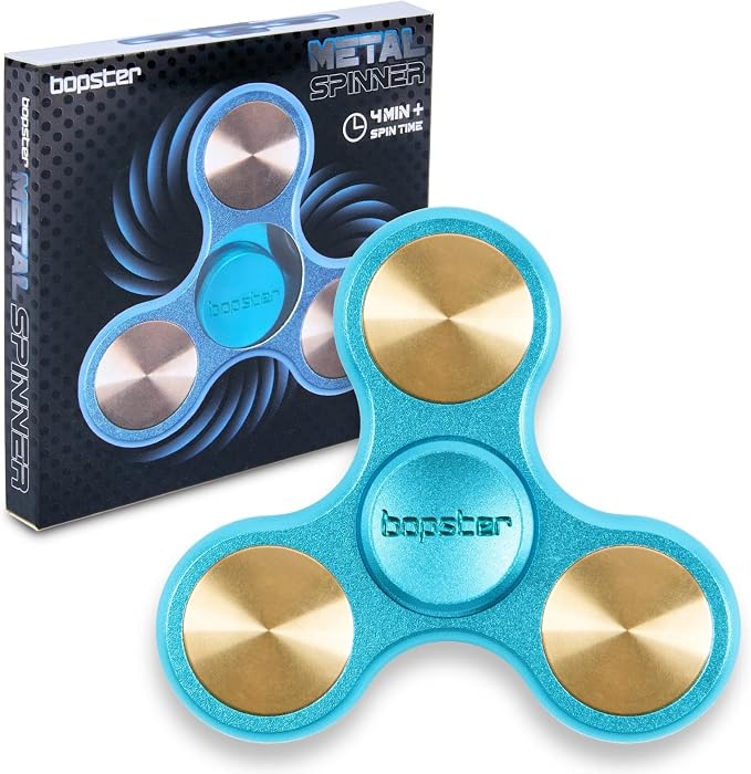 Bopster Metal Spinner Tri Fidget Desk Toy Blue