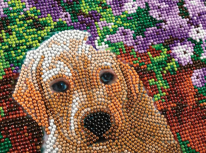 Floral Pup Diamond Painting Kit