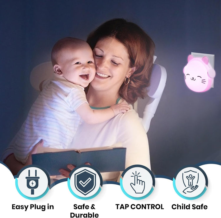 Night Lights Plug Into Wall [3 Pack], Color Changing Night Light for Kids