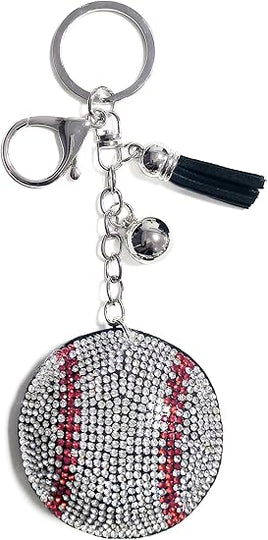 Rhinestone Baseball Keychain
