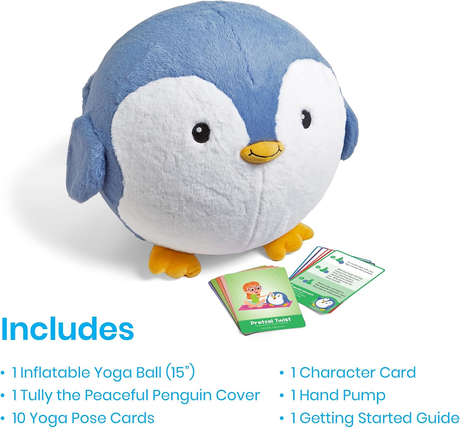 hand2mind Penguin BubblePlush 15in Yoga Ball Toy