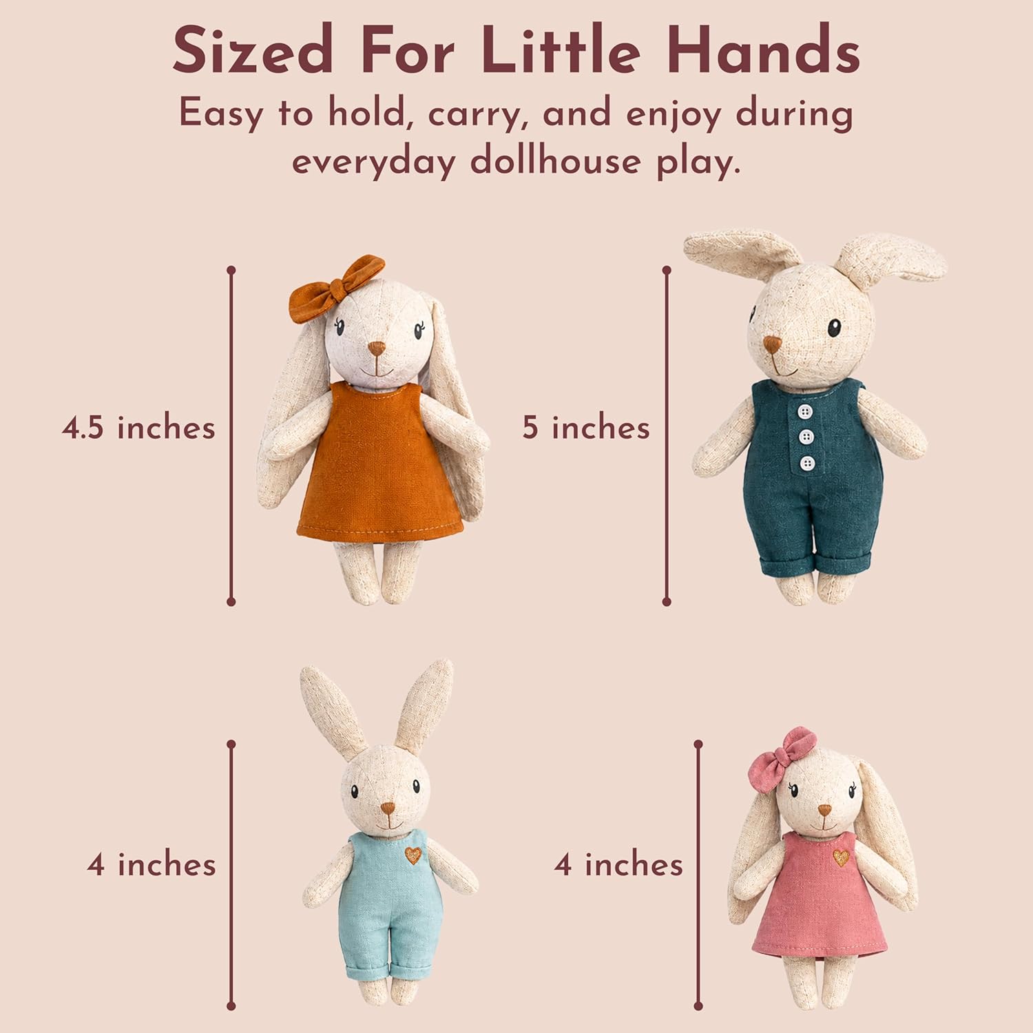 Speedy Monkey Rabbit Family Set Miniature Bunny Figures 4-Piece