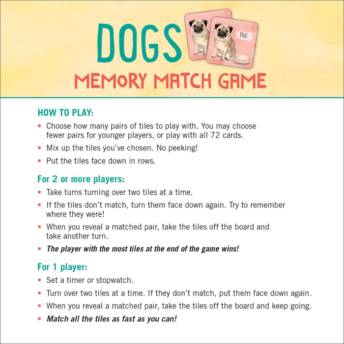 Peter Pauper Press Dogs Memory Match Game
