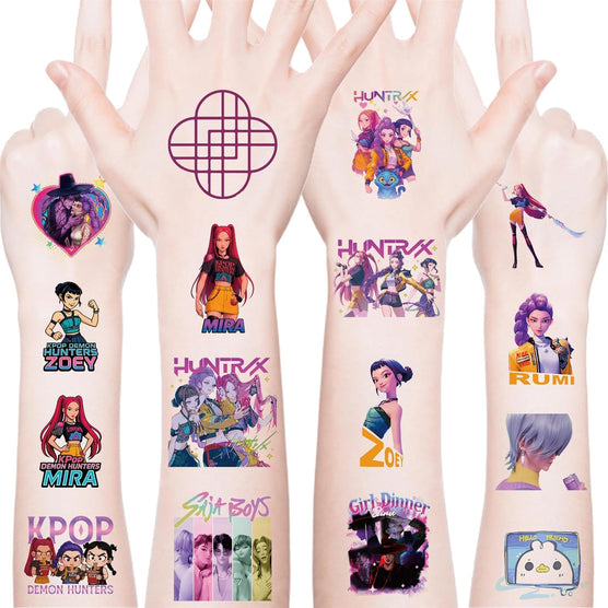 Fun Demon Hunters Kids Temporary Tattoos - 20 Sheets Party Favors