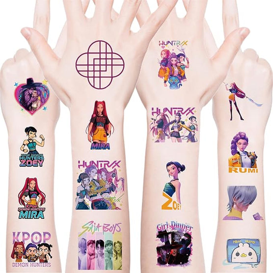 Fun Demon Hunters Kids Temporary Tattoos - 20 Sheets Party Favors