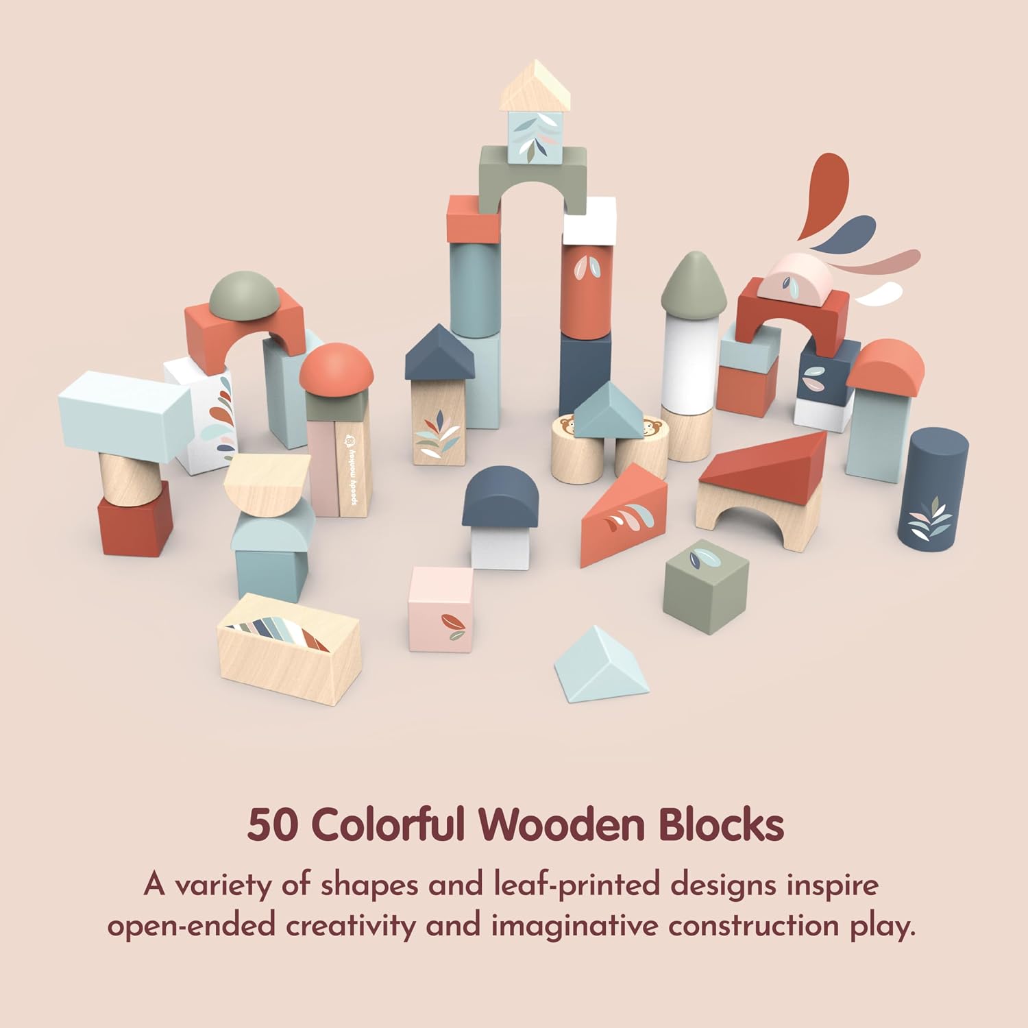 Speedy Monkey Wooden Building Blocks Set 50 Pieces FSC-Certified