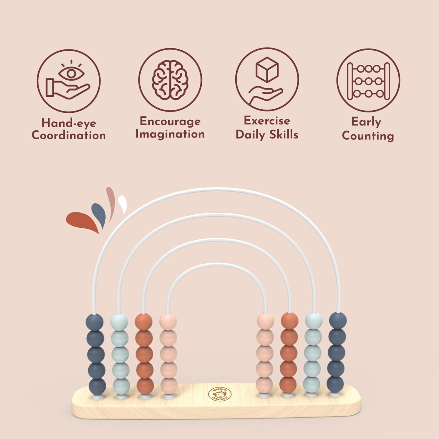 Speedy Monkey Wooden Roller Abacus Toy for Early Learning