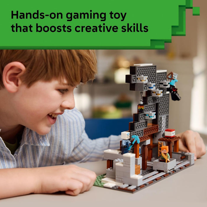 LEGO Minecraft Pickaxe Mine Building Set: Alex, Miner, Spider Jockey Figures Adventure