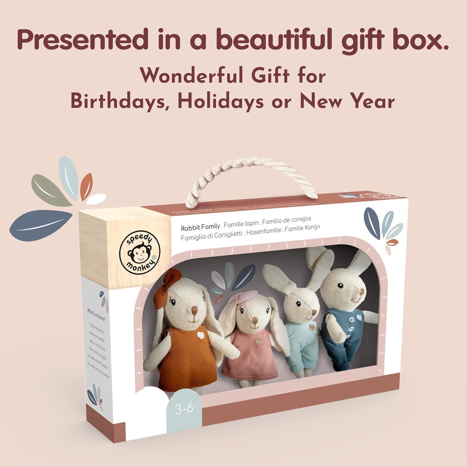 Speedy Monkey Rabbit Family Set Miniature Bunny Figures 4-Piece