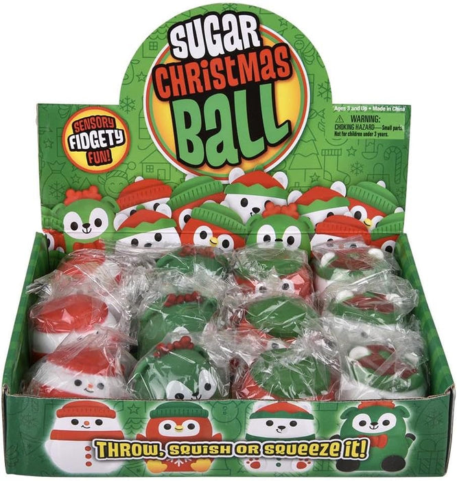 Rhode Island Novelty Christmas Squeezy Sugar Ball 2.4in Toy 12ct