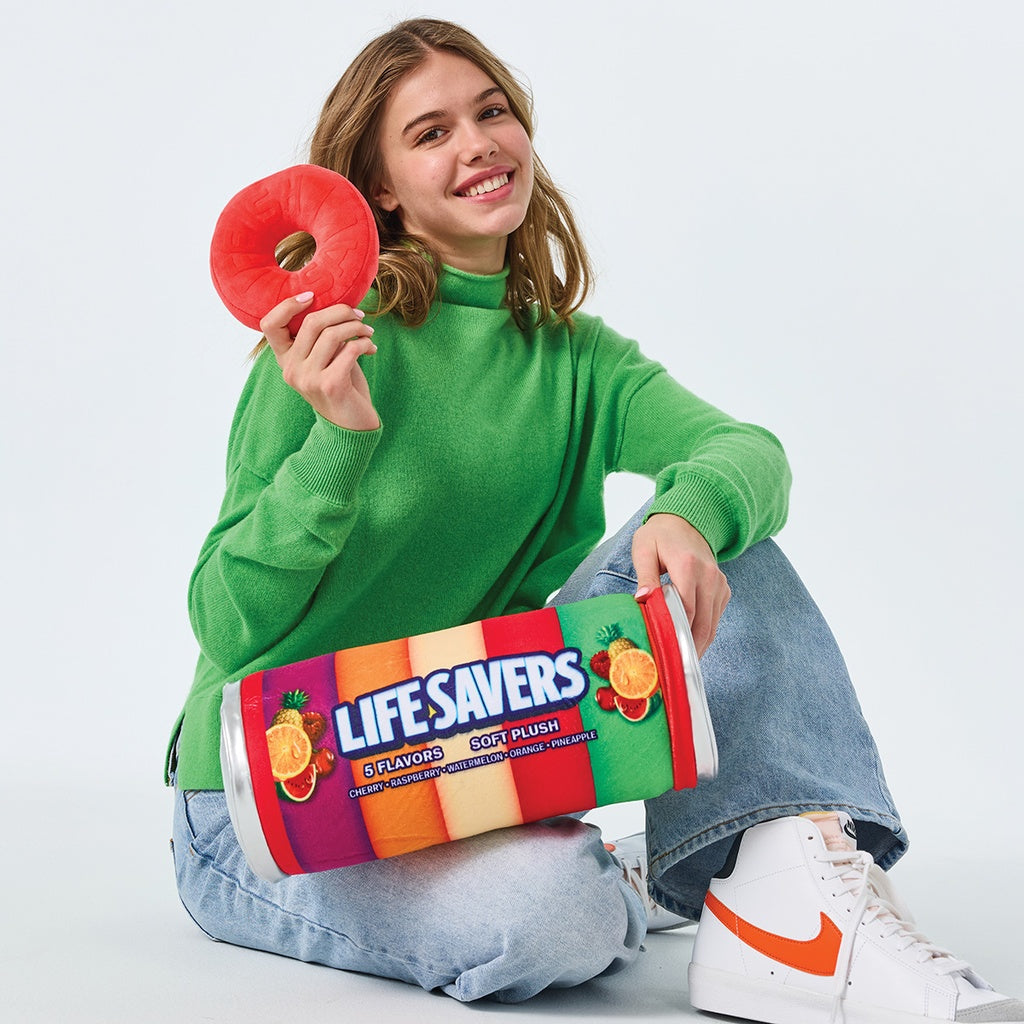 Iscream Lifesavers Packaging Plush Decorative Pillow 14.5in Soft Fleece