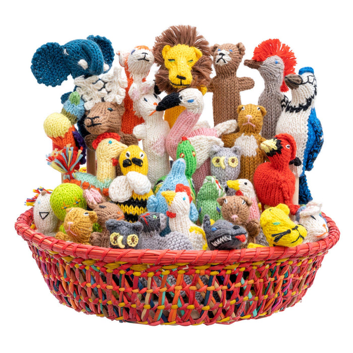 CROCHET Finger Puppet Animal and People Mix in Organic Cotton