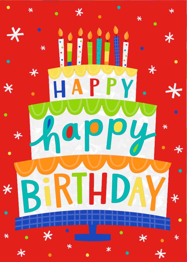 Happy Happy Birthday Cake - Foil Card