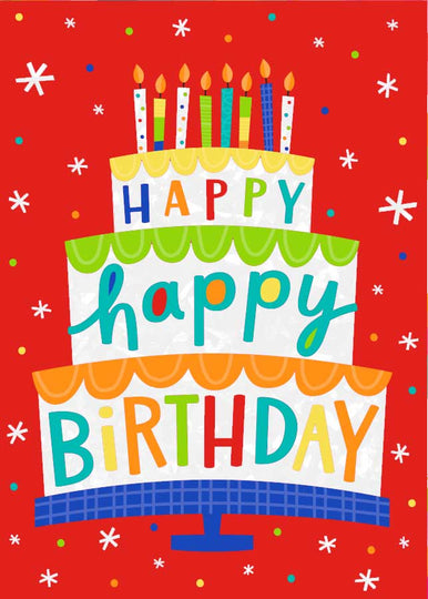 Happy Happy Birthday Cake - Foil Card