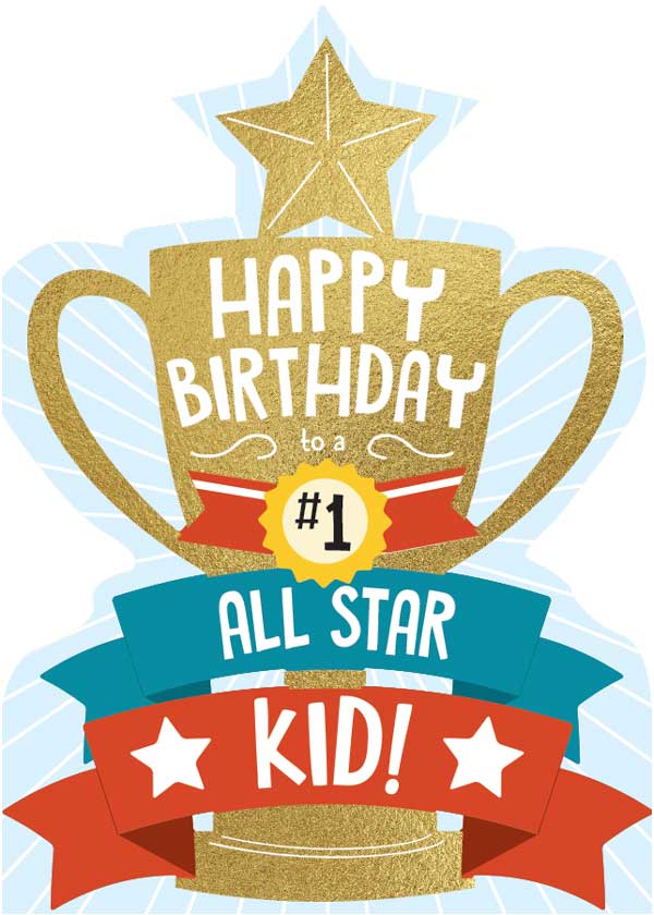 Trophy Kid Foil Birthday Card