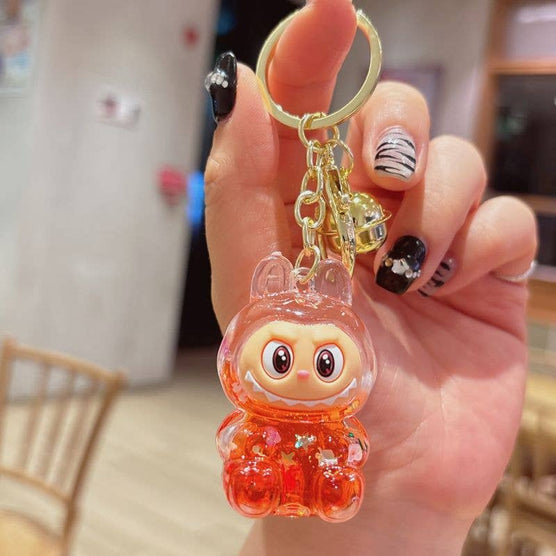 Shiny quicksand cute monster keychain
