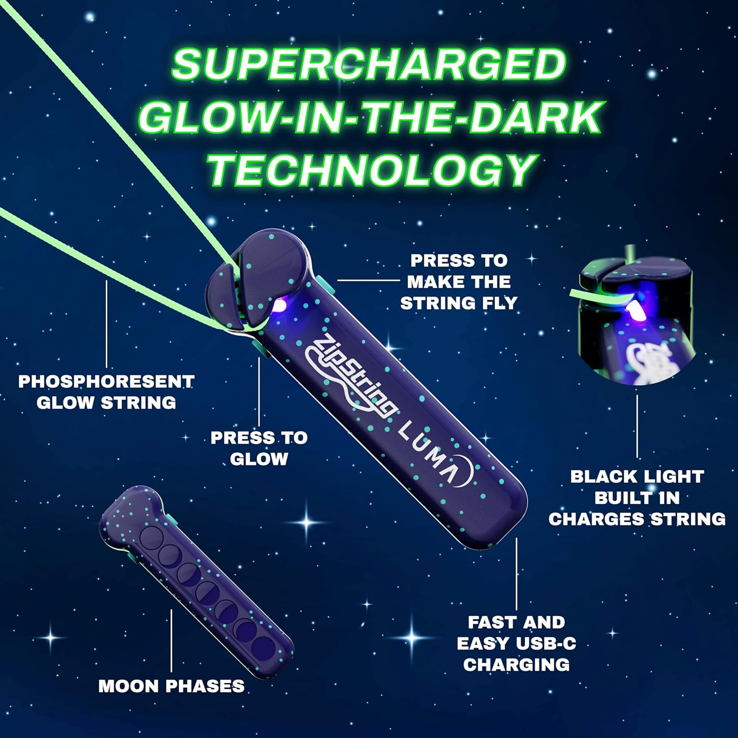 ZipString Luma Glow String Toy