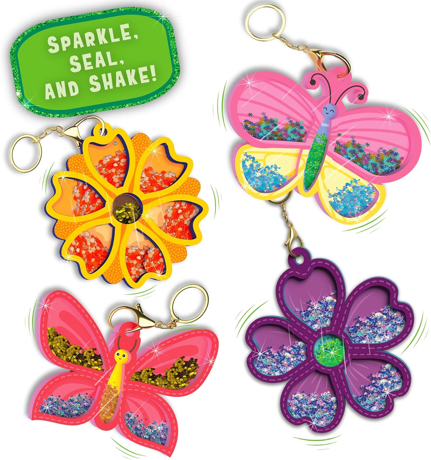Skillmatics Shake-its Glitter Craft Kit for Kids Flowers & Butterflies