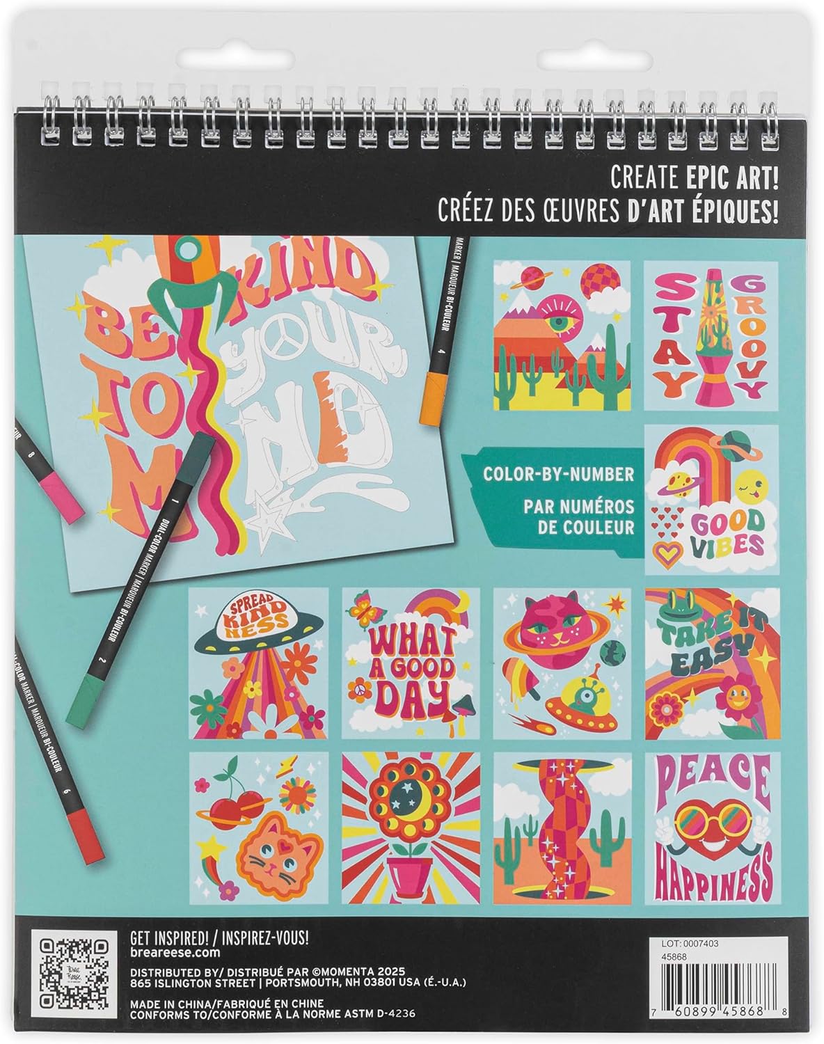 Brea Reese Vivid Marker Color-By-Number Kit Good Vibes