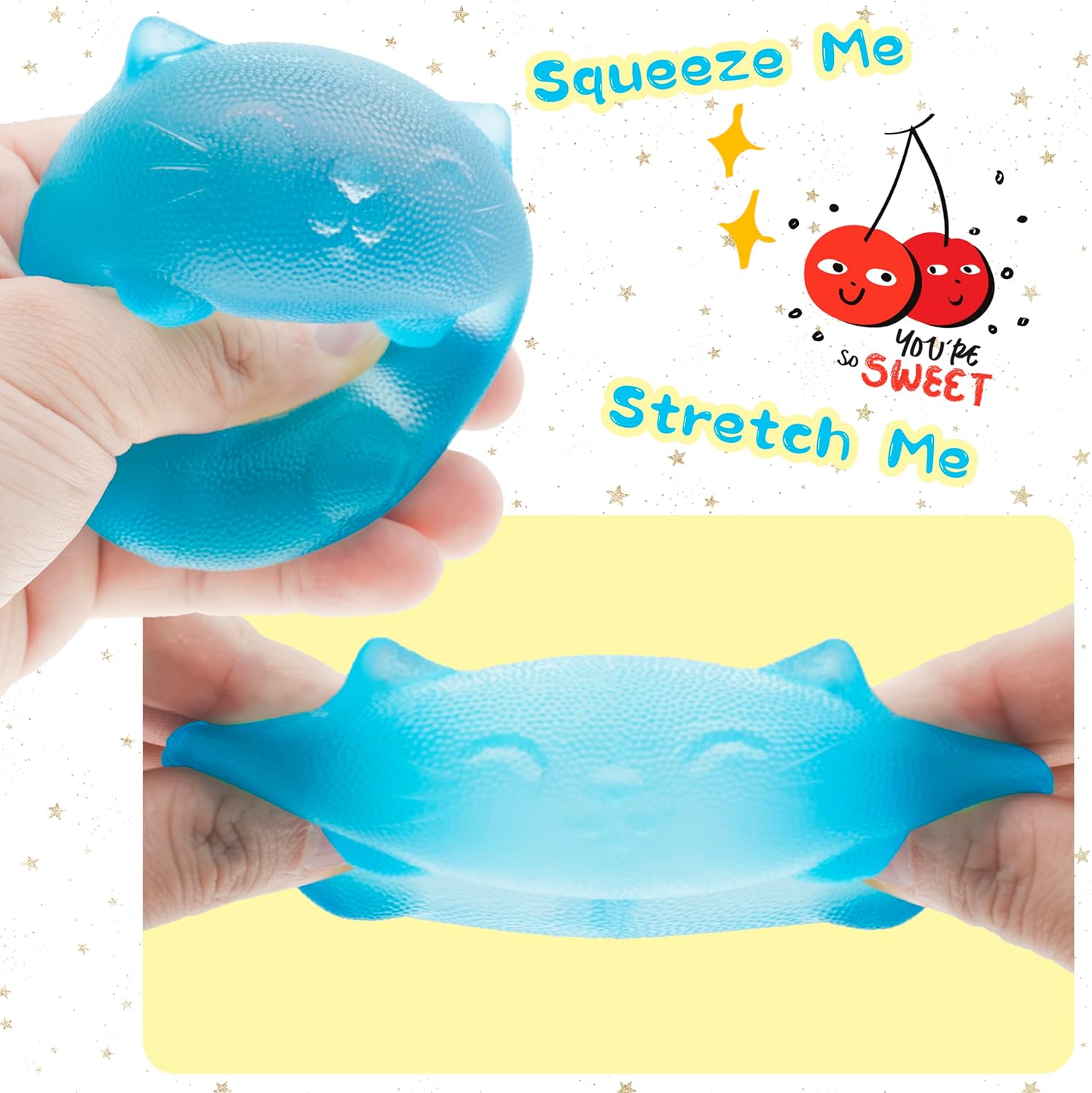 CYICTOY Cat Stress Relief Toy Sensory Fidget Squeeze Ball Blue