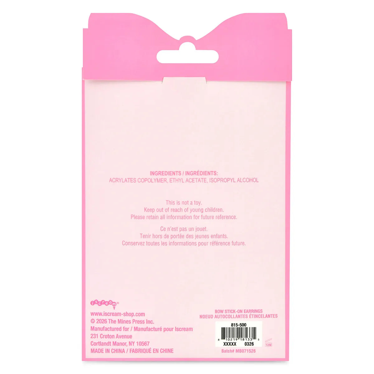 Iscream Kids Bow Stick On Earrings