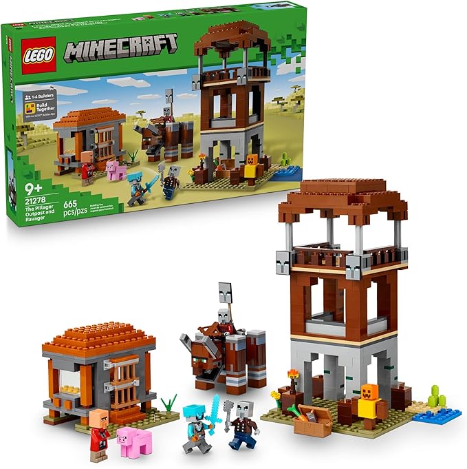 LEGO Minecraft Pillager Outpost Ravager Set – Epic Battle, Minifigures, Ages 9+