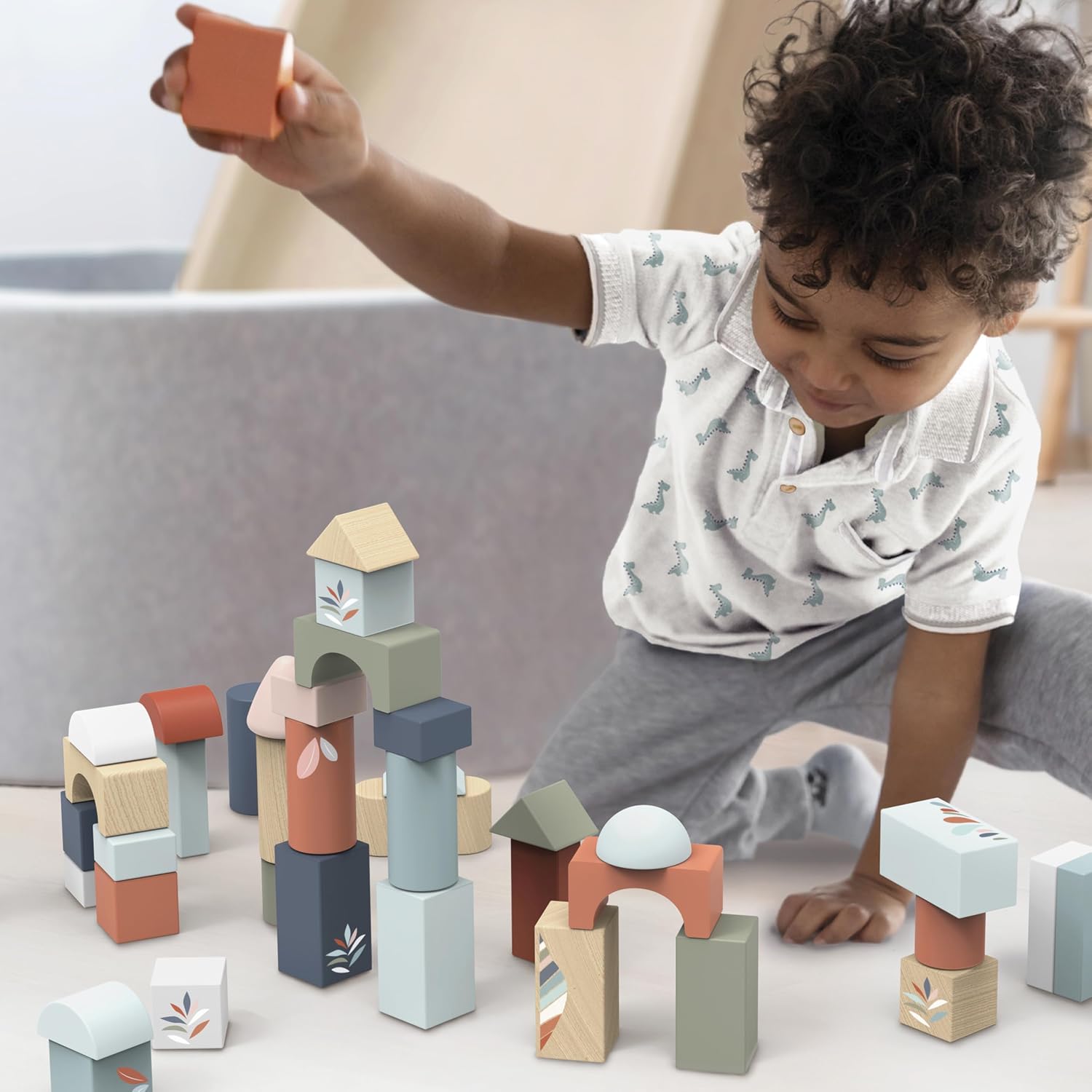 Speedy Monkey Wooden Building Blocks Set 50 Pieces FSC-Certified
