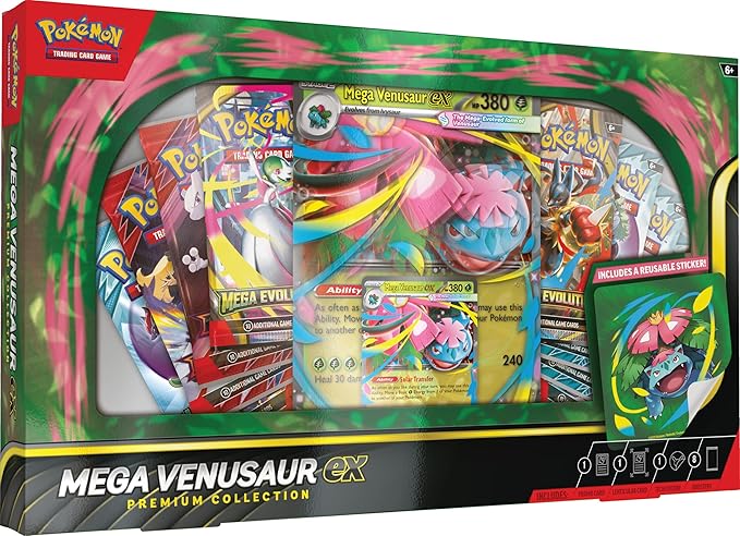 Pokémon TCG Mega Venusaur ex Premium Collection Box: Exclusive Cards, Booster Packs, Sticker