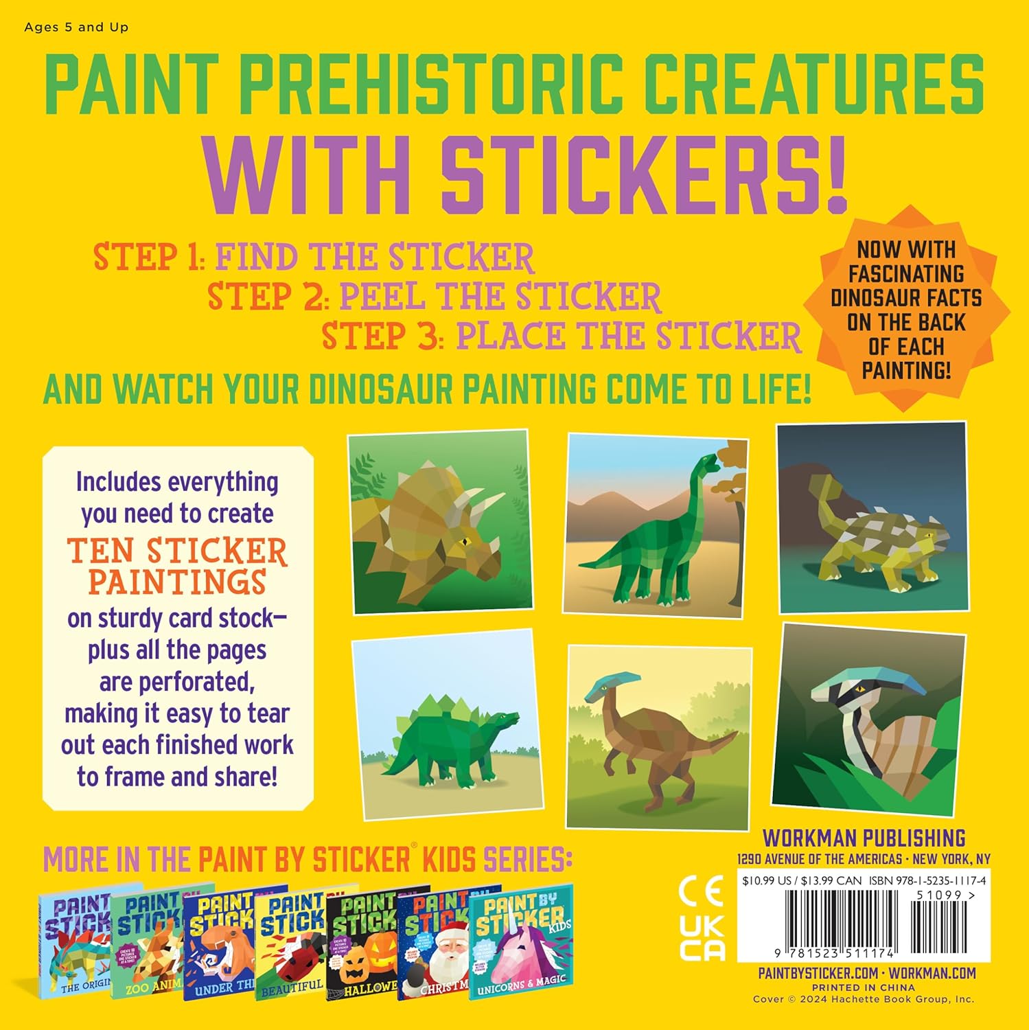 Paint by Sticker Kids: Dinosaurs - Create 10 Sticker Art Pictures