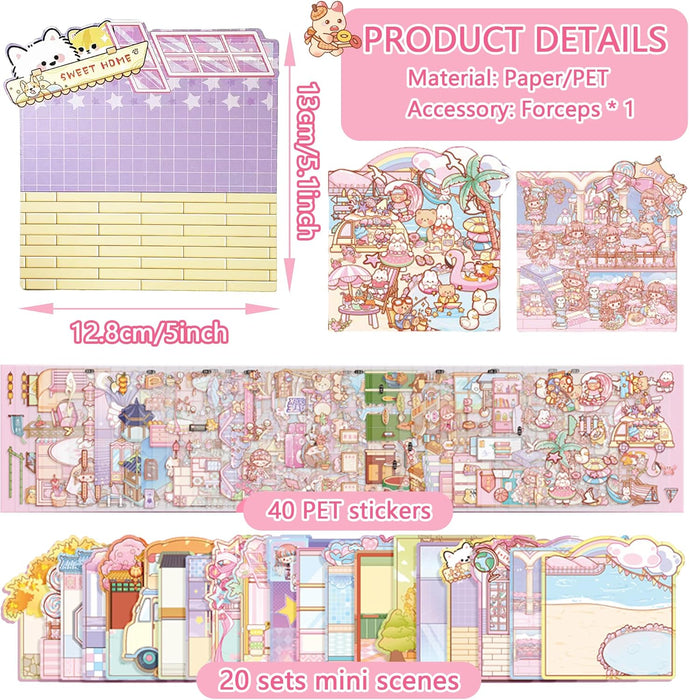 20 Sets 3D Sticker Scenes: Creative Stress Relief Craft Kit for All Ages