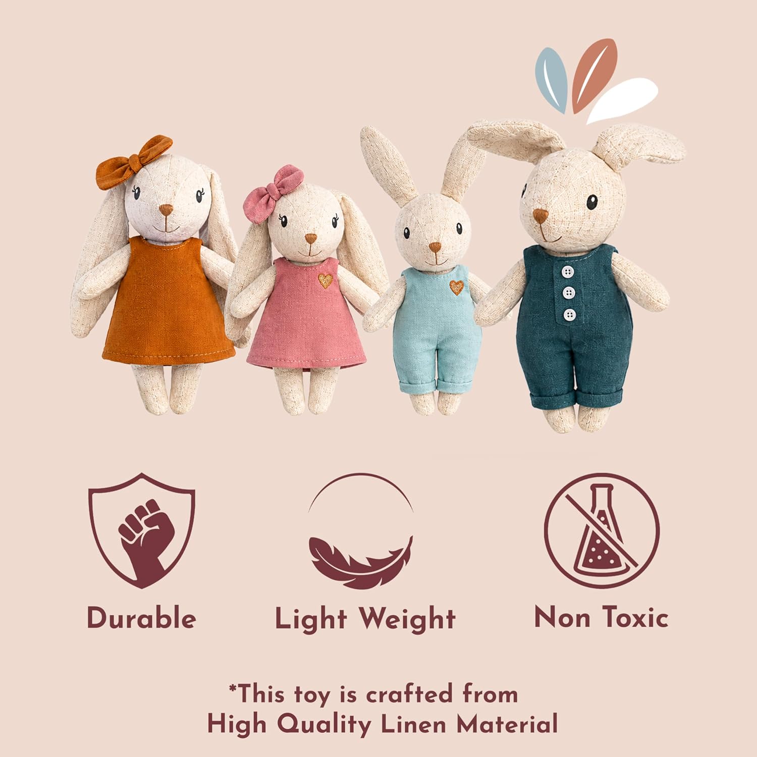 Speedy Monkey Rabbit Family Set Miniature Bunny Figures 4-Piece