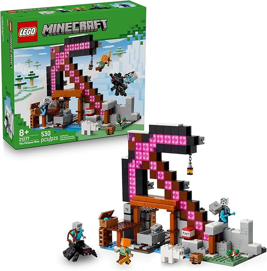 LEGO Minecraft Pickaxe Mine Building Set: Alex, Miner, Spider Jockey Figures Adventure