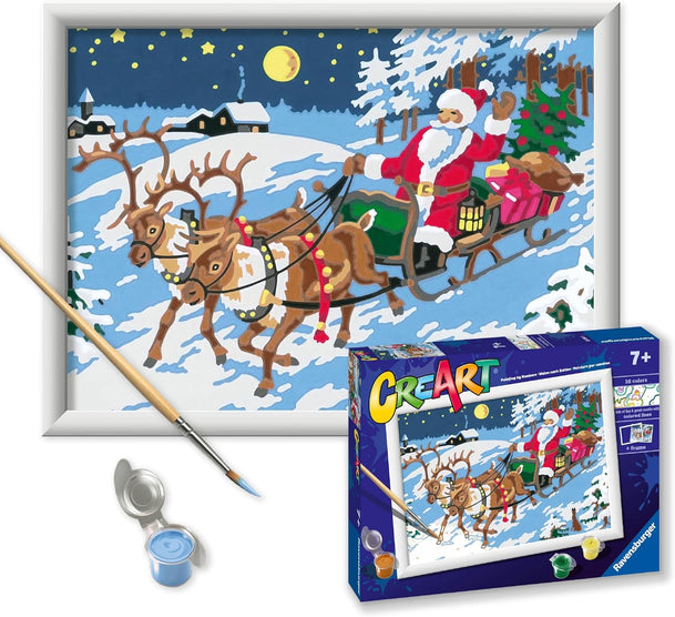 Ravensburger CreArt Night Before Christmas Paint Kit - Festive Santa Sleigh Reindeer Scene