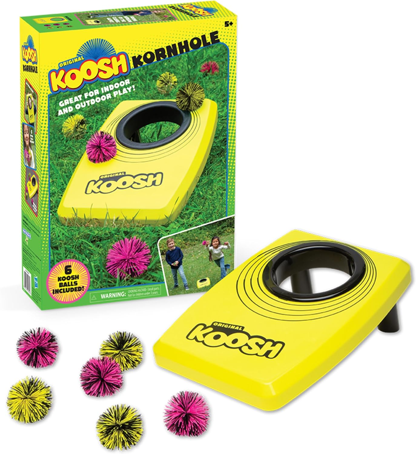 Koosh Kornhole Kids' Cornhole Set with 6 Neon Balls