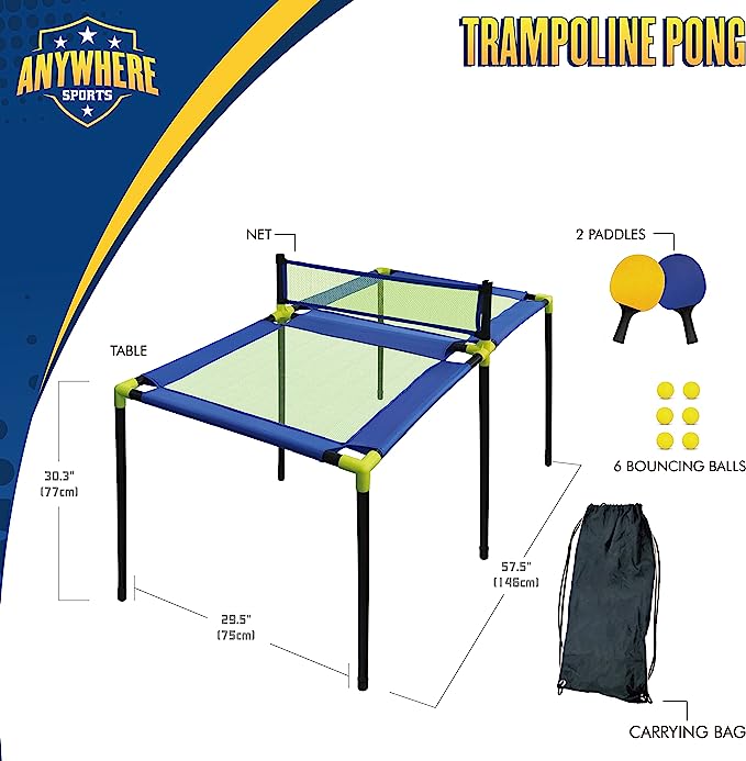 Portable Trampoline Ping Pong Table Tennis Game for Indoor or Outdoor Use